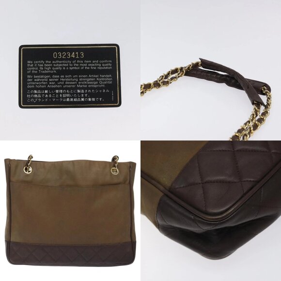 CHANEL Chain Tote Bag Coated Canvas Leather Brown Gold CC Auth bs26043 - Picture 14 of 14